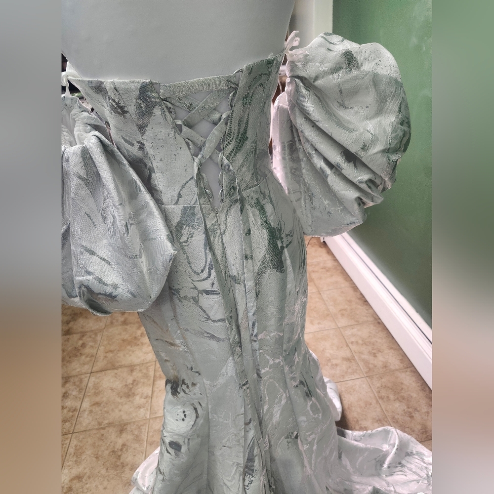 Alyce Paris Silver and White Prom Dress - Picture 16 of 16